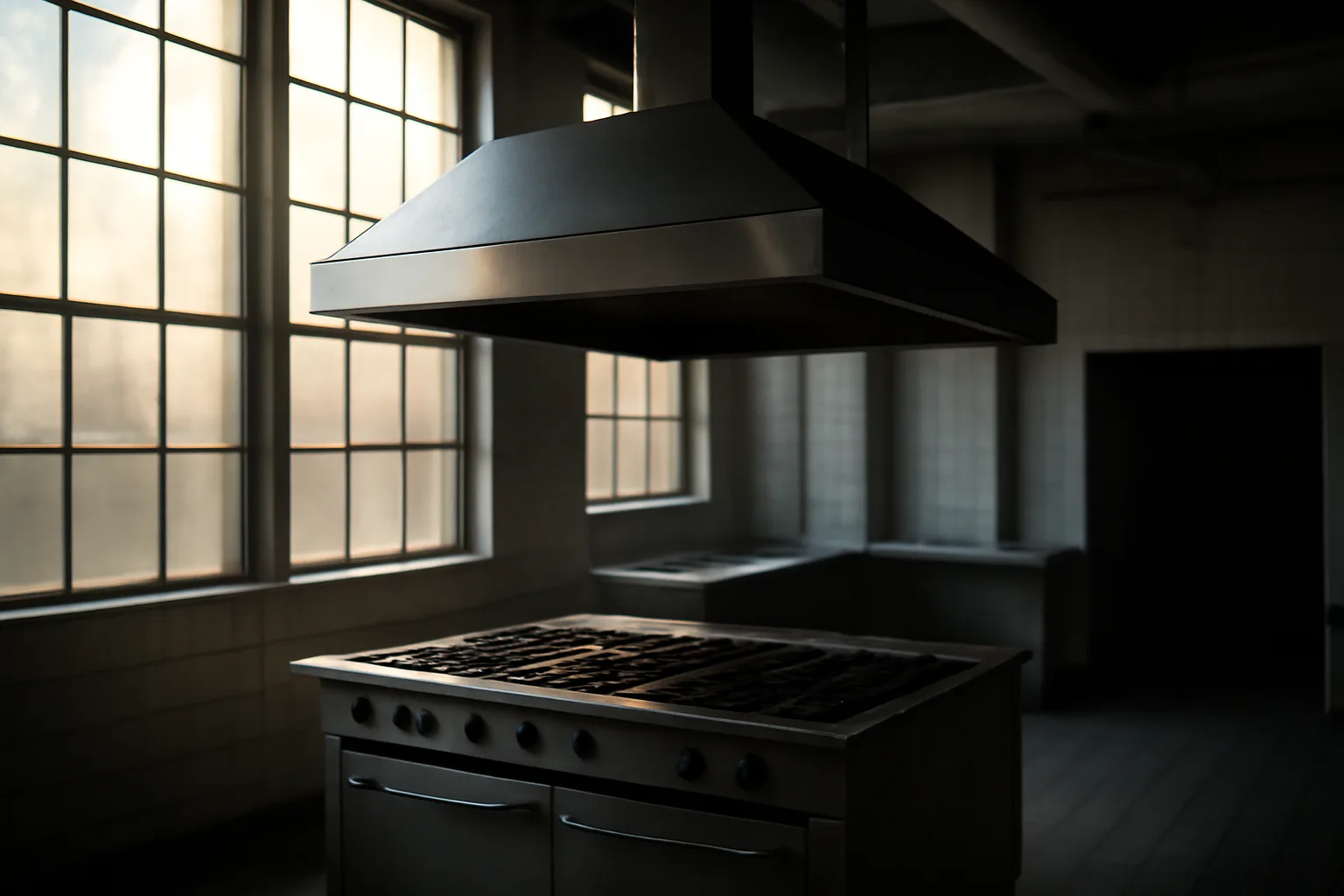 Stainless kitchen hood over a quiet Connecticut range line